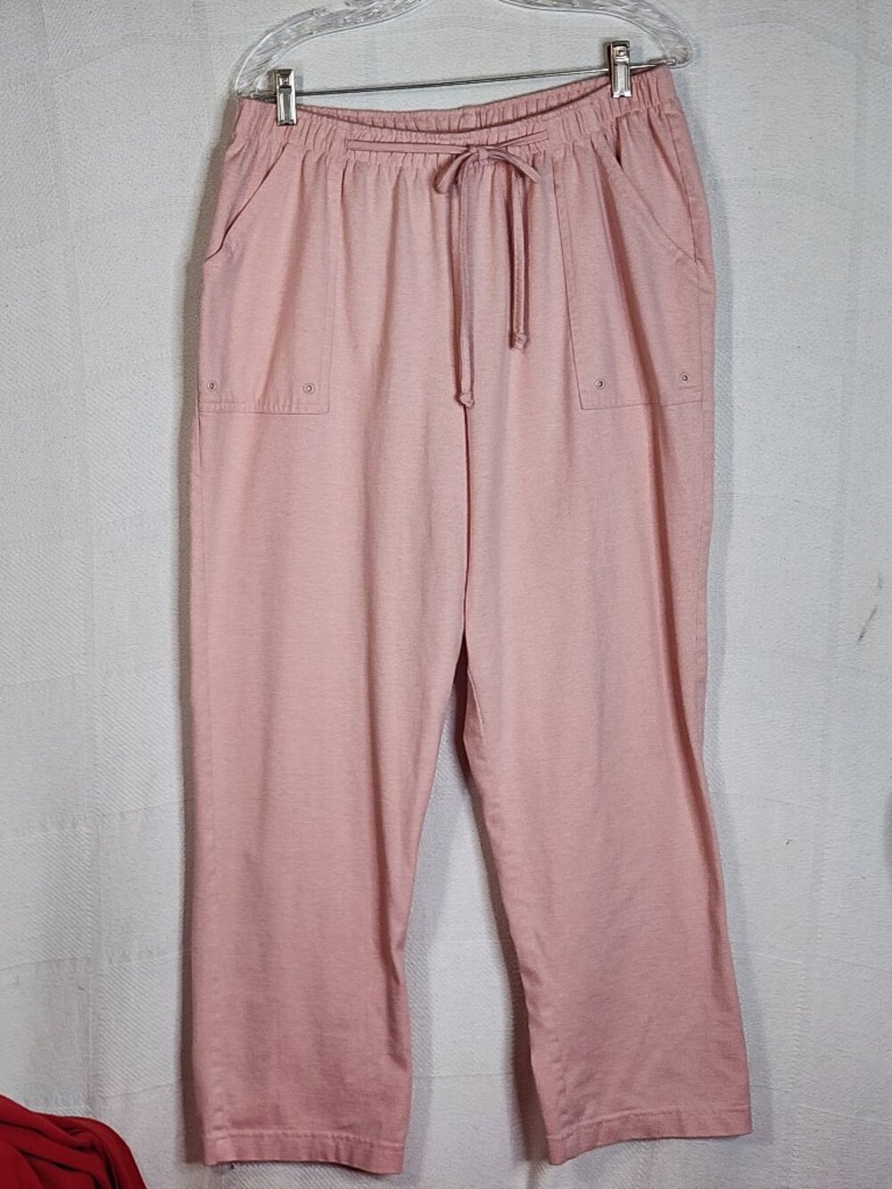C.D. Daniels Pink Ltwt Cotton Poly Tie Waist Utility Pocket Sweatpants Size 1X
